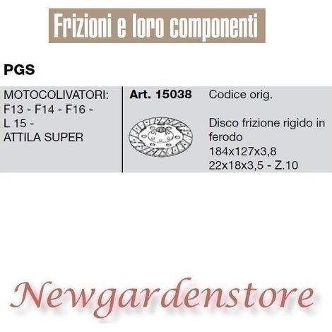 Disco de embrague 15038 PGS motor cultivador F13 14 16 L 15 ATTILA SUPER 22x18x3.5