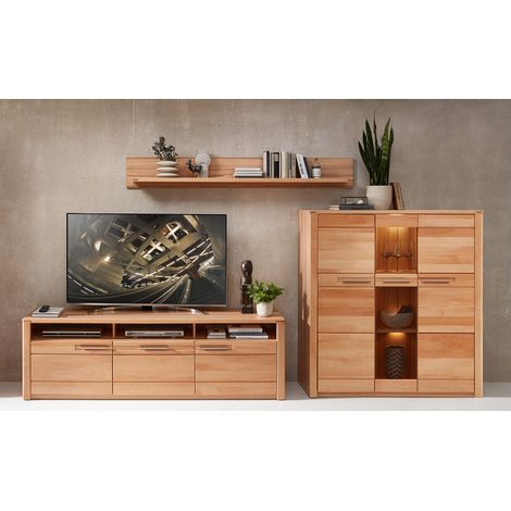 TV-Lowboard, Wandboard, Highboard, Beleuchtung, Fronten Kernbuche massiv NEWTON-36 (1/5)