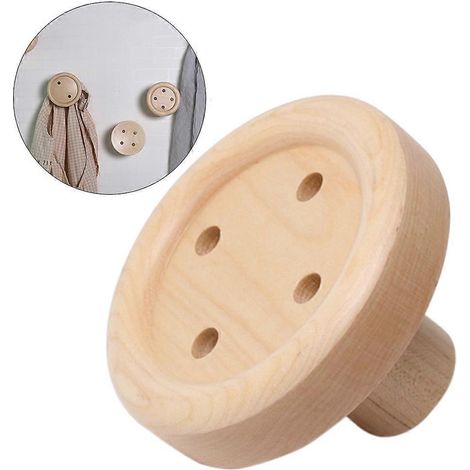 Patères murales en bois beige avec boutons pour suspendre les manteaux (1/5)