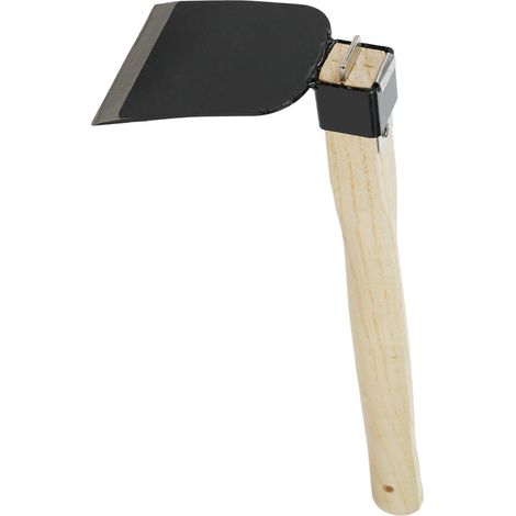 Houe à manche court en bois, outil de jardin portatif pour creuser la terre, idéal pour ameublir ou désherber le sol. (1/2)