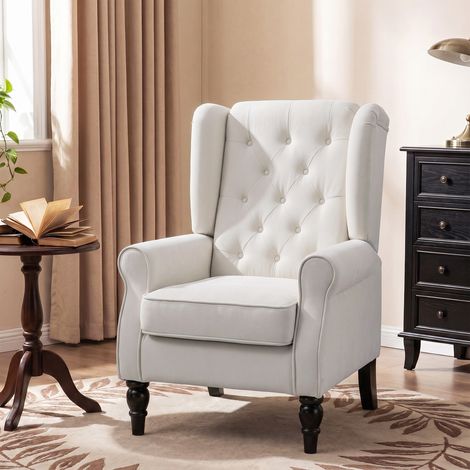 Fauteuil de salon rembourré en velours, dossier matelassé, dimensions 74x86x102 cm, blanc, assise confortable pour salon moderne. (1/5)