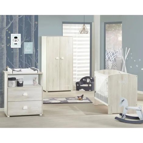 baby-price Smile Babyzimmer Buchenholz grau 120x60 cm