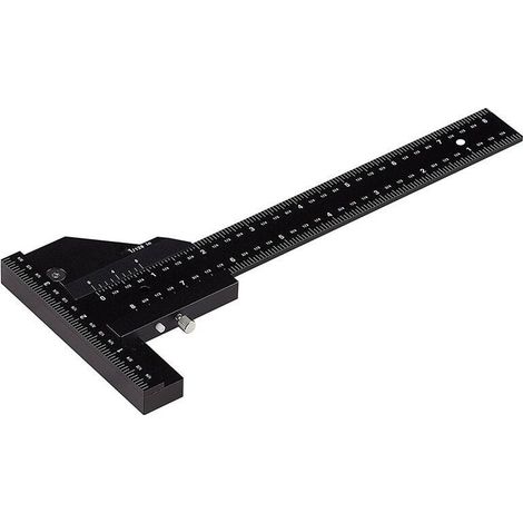 Multifunktionales Anreißlineal für Holzbearbeitung, T-förmiges Aluminiumlineal, Messwerkzeug 0–280 mm
