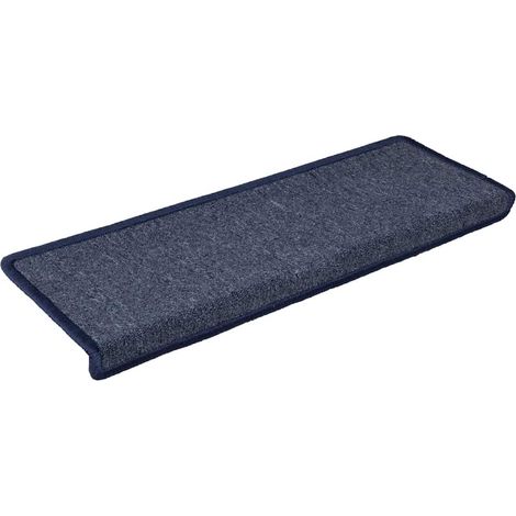 Tapis d'escalier 30 pcs,Marches d'escalier 65 x 21 x 4 cm Gris foncé et bleu Bordure rectangulaire CFW384694 (1/5)