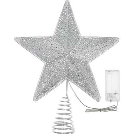 Puntale stella luminosa per albero di natale con led per decorazioni -Argento / Ø25cm