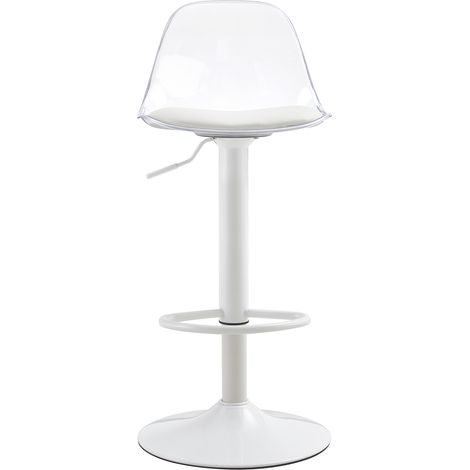 CHICFURN Sgabelli da bar set di 2 regolabili 82-104 cm trasparente, metallo bianco, girevoli (1/5)