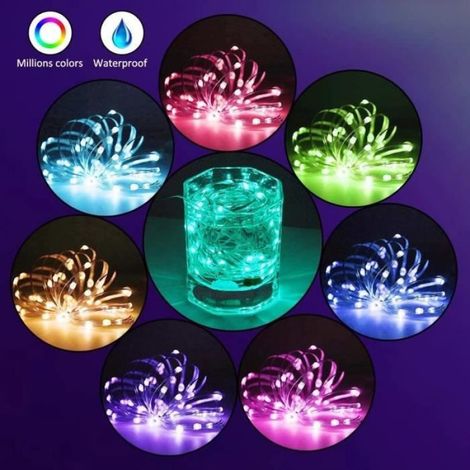 Taille 2m Guirlande lumineuse LED USB, décorations de noël, Bluetooth, application de contrôle, lampe féerique, pour décoration d' (1/4)