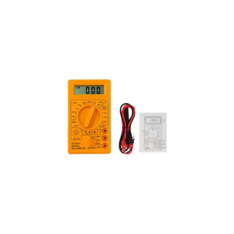 59007 Multimètre Digital électronique Professionnel Portable, Ampèremètre Voltmètre Ohmmètre, Ampère Ohm Volt AC/DC Tension Résistance Diode Transistor hFE, Testeur de continuité, Jaune - Crezuo