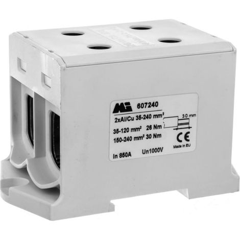 2-Spur-Schienenverbinder 35-240mm2 grau Euro multiOTL 240 2xAl/Cu 607240