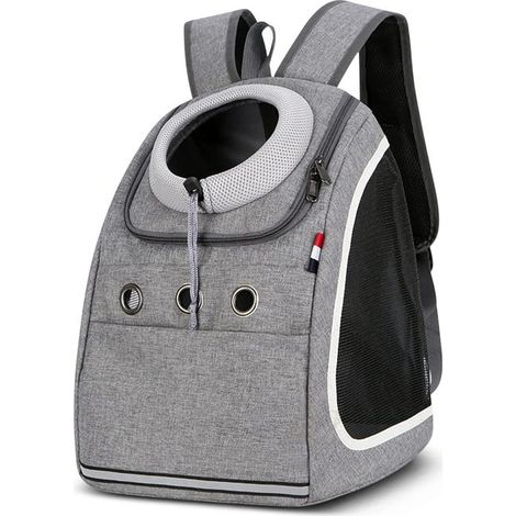 Gris - Mochila portátil cómoda y transpirable para perros pequeños, cachorros, gatos y otras mascotas, ideal para viajes y senderismo. (1/5)