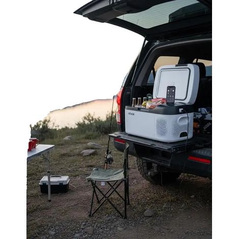 Frigorifero portatile per auto, capacità 15 litri, materiale isolante, capacità di raffreddamento fino a -18 °C, ingresso DC 12 V/24 V, dimensioni 48 x 25 x 36 cm (1/5)