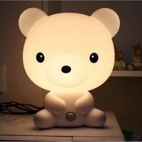 Veilleuse Lampe de Nuit Chevet Table Ours Blanc Chaud pour Chambre Enfant Bébé - 25 x 20 x 18 cm (1/3)