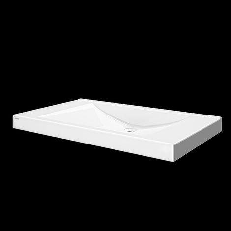 KWC Einzelwaschtisch, QUADRO-FX, MIRANIT, 800x150x470 mm, Mulde Re-eckig (1/2)