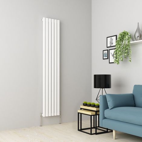 Warmehaus Oval Panel Radiator White Vertical Single 1800x354mm