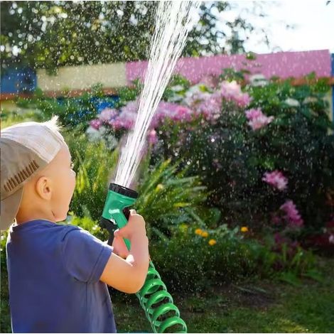 Wasserpistolen-Set für die Gartenbewässerung und Autowäsche: 15 Meter langer gelber Frostschutzschlauch, 7-Funktions-Hochdruckreiniger