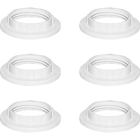 6 Pièces Blanc Plastique Anneau Réducteur Abat Jour E14 27MM, Accessoires pour Abat-Jour Bague Plaque Convertisseur d’Adaptateur, E14 Anneau