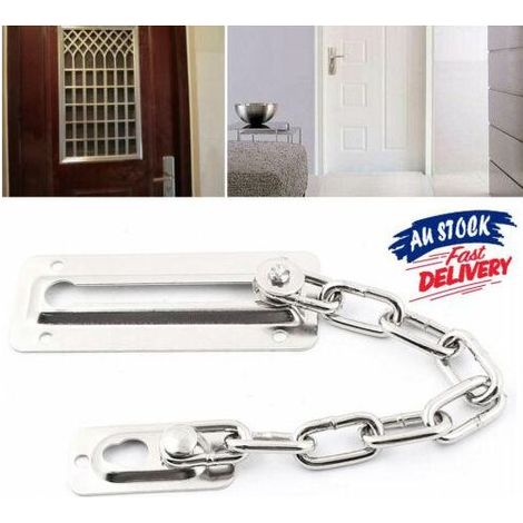 Verrou de sécurité coulissant coulissant en acier inoxydable pour porte de bureau ou de maison, chaîne de verrouillage (1/5)