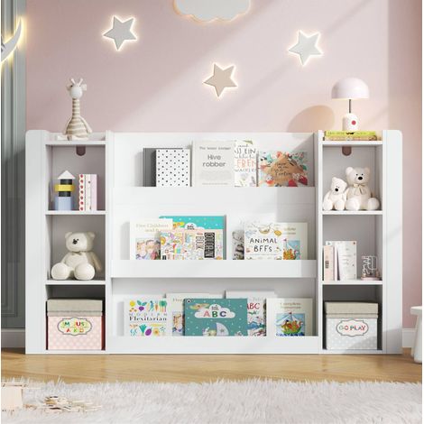 Libreria per bambini con vano contenitore, MDF, bianca, 140 x 30 x 95 cm DESVIAE (1/5)
