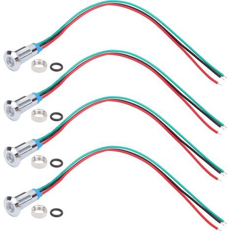4 jeux de LED rondes pré-câblées, étanches, 2 couleurs, Signal lumineux, Anode commune 8mm, 36V (rouge et vert) (1/5)