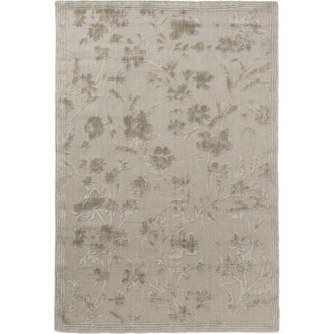 Tapis salon et chambre en bambou 200x280 beige rectangle fait main motif floral RYE