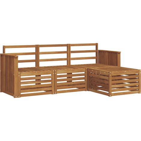Ensembles de canapés 4 pcs Salon de jardin Naturel Bois d'Acacia Massif