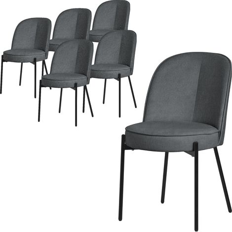 ML-Design Set 6 Sedie da Sala Pranzo Antracite in Poliestere Gambe in Metallo, Struttura in Acciaio, con Schienale Semi-Rotondo, Poltrone Ergonomiche, Poltroncine Imbottite per Soggiorno e Cucina
