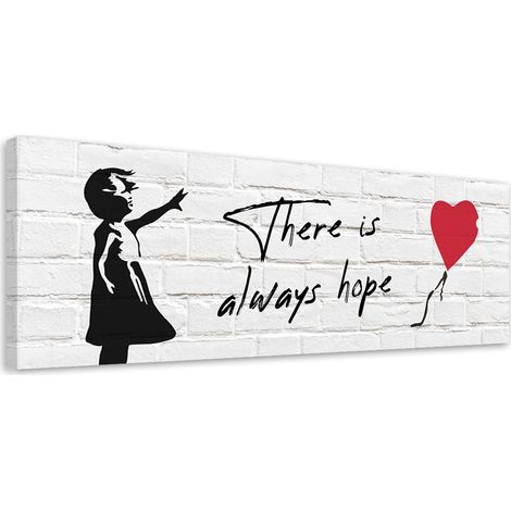 Tableau sur toile Fille Banksy avec ballon 90x30 (1/5)