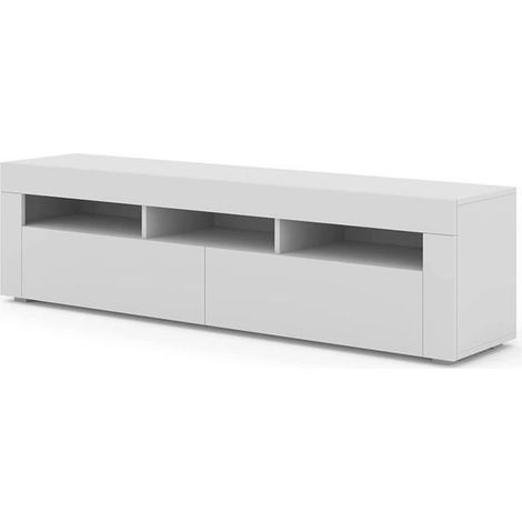 Meuble TV MORENO 160 cm suspendu ou debout blanc mat (1/4)