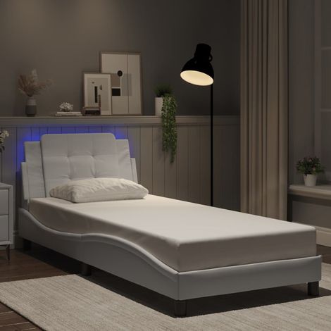 vidaXL Giroletto con LED senza Materasso Zadar Bianco 90x200 cm