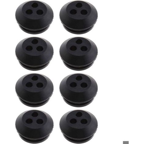 Joint Reservoir Carburant - Caoutchouc Noir - 3 Trous - Diametre Trou 5 mm - Pour Debroussailleuse Tondeuse Souffleur - Lot de 8 (1/4)