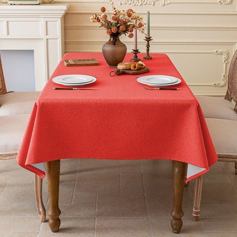 Tovaglia effetto lino, lavabile, impermeabile, per sala da pranzo, giardino, feste, matrimoni o casa, 120 x 170 cm, blu mare (1/5)