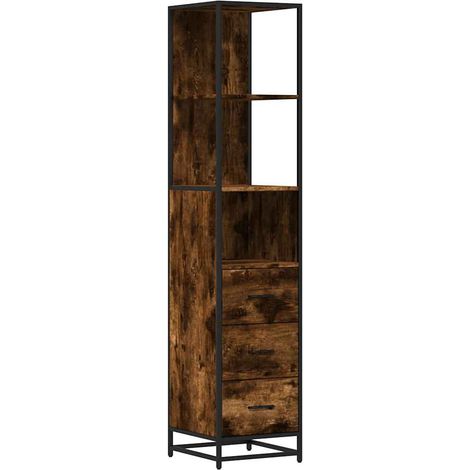 Maison Exclusive - Armadietto Bagno Rovere Fumo 35x37,5x166cm in Legno Multistrato