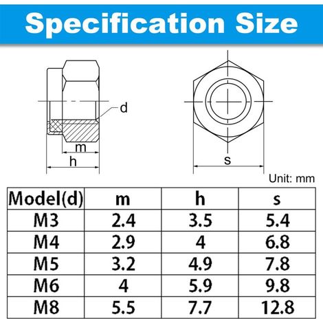 Ecrous Hexagonal M6,25 Pièces Ecrou Nylstop Frein en Acier Inoxydable V2A A2 DIN 985 Écrou Autobloquant Noir pour Vis, Boulons et Tiges Filetées,Réglage Et Fixation Intérieur Et Extérieur (1/4)