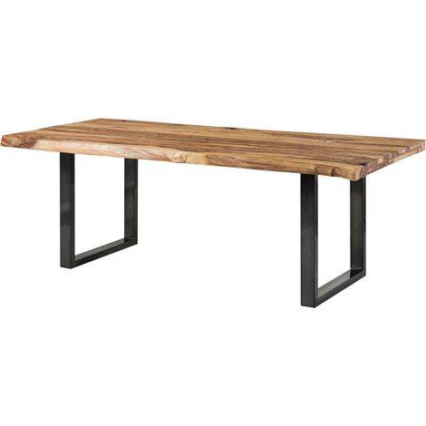 Baumtisch Sheesham 220x100x77 natur sandgestrahlt / U-Beine anthrazit glänzend FREEFORM 5