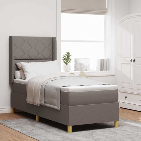 Boxspringbett mit LED-Lichtleisten Taupe 80 x 200 cm Stoff