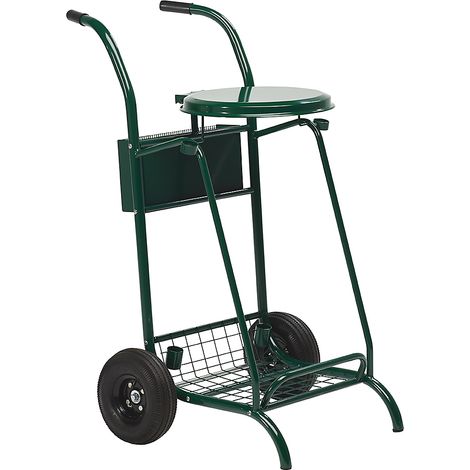 Chariot de voirie Mobisac - avec couvercle - roues pneumatiques - 110l - vert mousse - RAL 6005 (1/3)