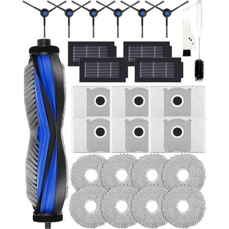 27 Pièces - Kit Accessoires - Robot Aspirateur - Brosse Principale V Et Latérale Triangulaire - Filtre Hepa Et Sac Poussière - Pour Ecovacs Deebot T50 Omni - Noir - 25,0cm (1/5)