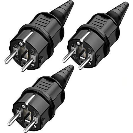 3X Male Power Plug, Electrical Plug, Male Plug, Splashproof and Durable Can be used for 6-16mm cables SEBS Earthing Contact Plug, IP44 (1/5)