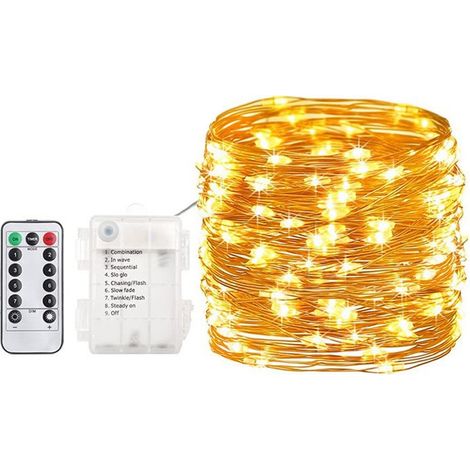Guirlande Lumineuse - 20 M - 200 LED - Piles - Étanche IP67 - Intérieur Extérieur - Noël Mariage Terrasse Pelouse - 1 Pièce
