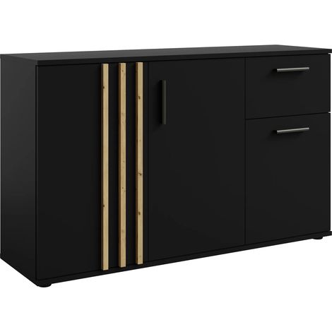 AX LIVING Kommode mit Schublade Turell 3T1SZ – 120 cm breit, Schwarz
