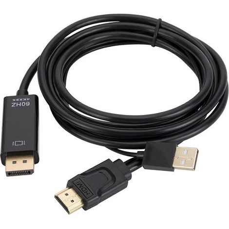 Adaptateur de câble convertisseur USB HDMI vers DisplayPort, convertisseur de moniteur actif (1/2)