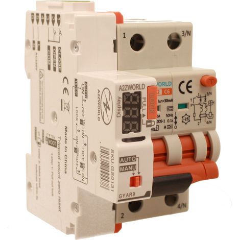 RCBO Interruttore Magnetotermico Differenziale Con Riarmo Automatico, Tipo A - SI Curva C 2P Veri 3M 6000A 30mA, AC 230V IP20 PL8M2, 3 Tentativi (10s/60s/300s), Corrente Disponibili 6A 10A 16A 20A 25A