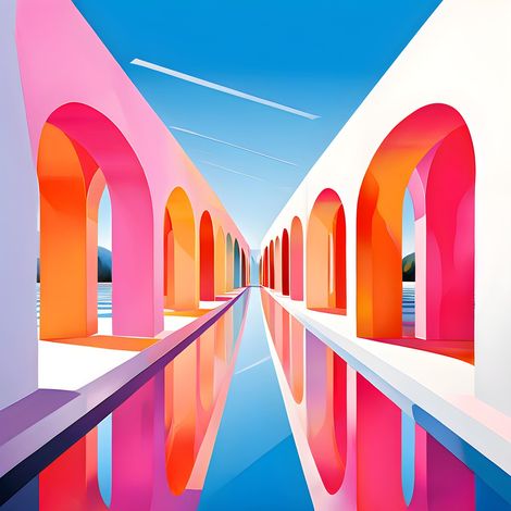 Tableau sur verre architecture abstraite colorée 30x30 cm - Impression sur Verre - Image HD  imprimée sur Verre - Tableau mural décoratif en verre - Finition Brillante - Fabriqué en France (1/5)