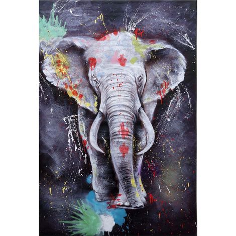 Peinture à l'huile éléfant HWC-H25, peinture sur toile XL, peinte à la main - 180x120cm