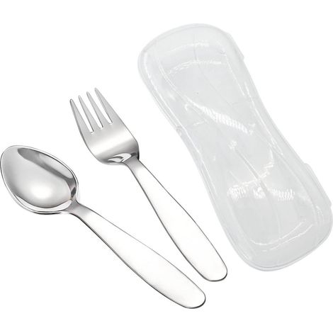 Kinder Gabel Löffel Set Edelstahl mit Reiseetui für Lunchbox Schule Camping (1/5)