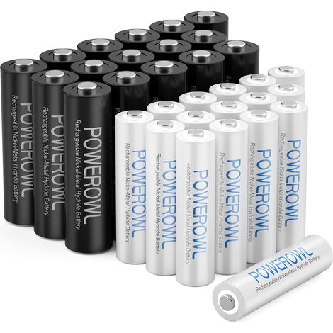 Piles Rechargeables AA AAA préchargées Haute capacité 2800mAh et 1000mAh 1.2V NiMH Batterie Faible Auto-décharge, Paquet de 32 PCS (1/5)