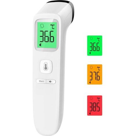 Thermomètre Frontal Sans Contact, Thermometre Bebe, Lecture Précise avec Ecran LCD, Mode Muet, Rappel de Mémoire (Blanche) (1/5)