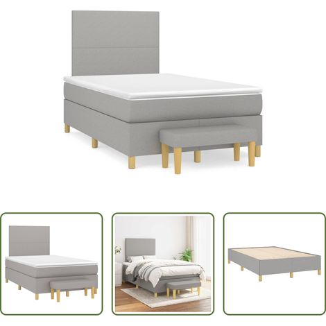 Matratze - Boxspringbett mit Matratze Hellgrau 120x190 cm Stoff (1/5)