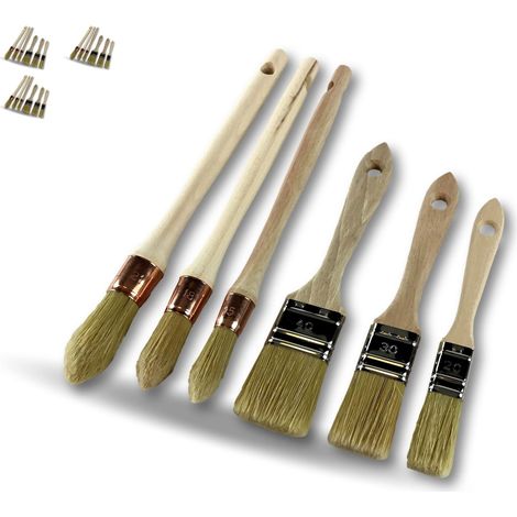 6 pinceaux fabrication française  Matériel professionnel  Poil soie blanche - Lot de 3 packs - Pack de 6 pinceaux (1/5)