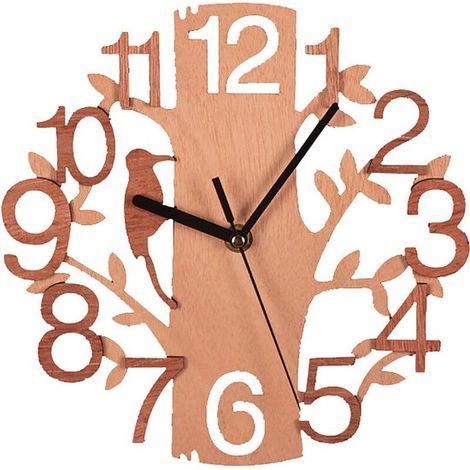 Reloj de pared redondo de madera - 22 cm - Color madera (1/4)